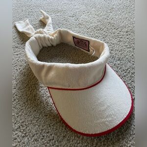 Vintage Juicy Couture Y2K Terry Cloth Bow Visor Cream Red